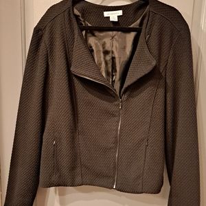Liz Claiborn knit blazer jacket with asymmetrical zipper size XL